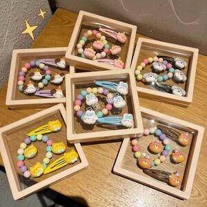 Kids Bracelet Set( 1pair Of Hairclip, 1 Pair of Clip Earring, 1 bracelet)